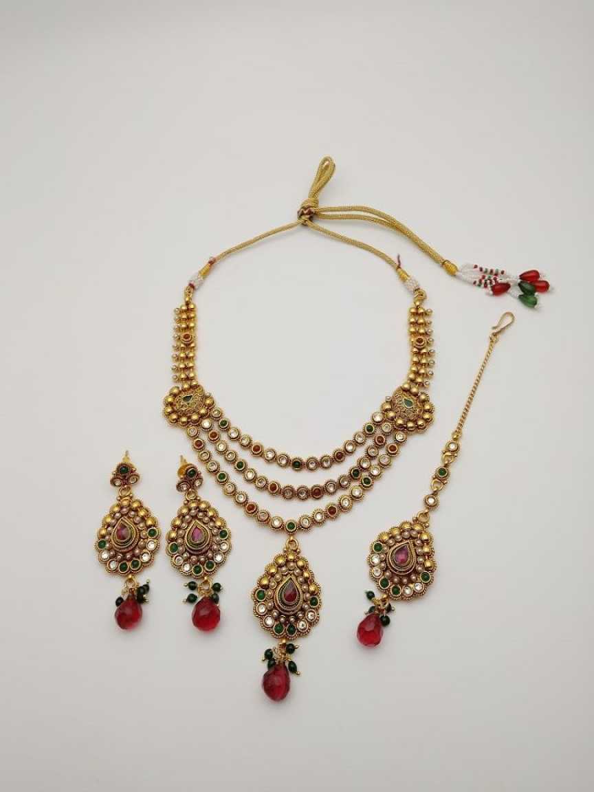 CLEARANCE NECKLACES IN POLKI (GOLD POLISH) STYLE | DESIGN - 51001