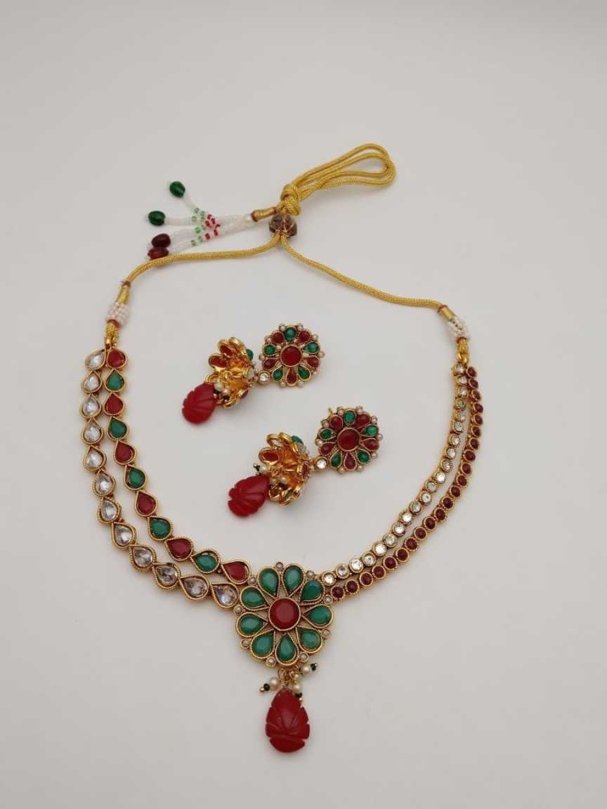 CLEARANCE NECKLACES IN POLKI (GOLD POLISH) STYLE | DESIGN - 51004