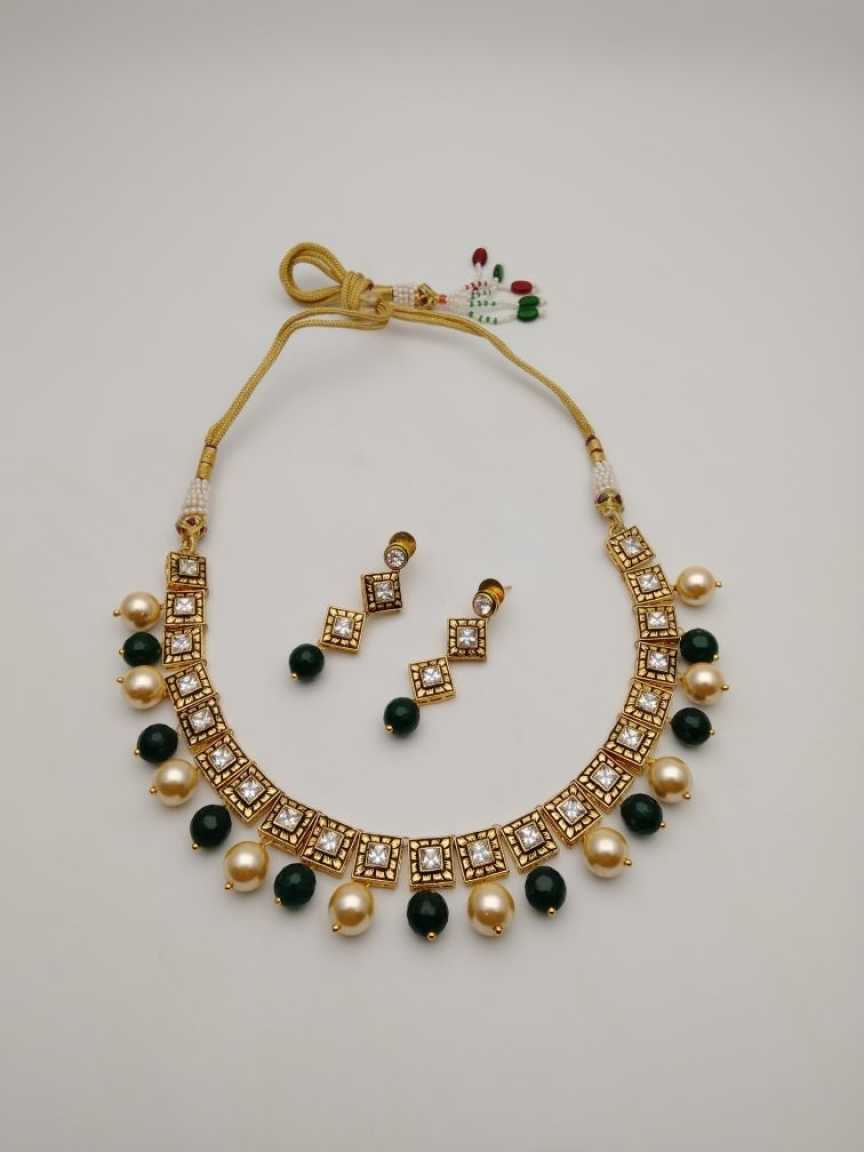 CLEARANCE NECKLACES IN POLKI (GOLD POLISH) STYLE | DESIGN - 51007