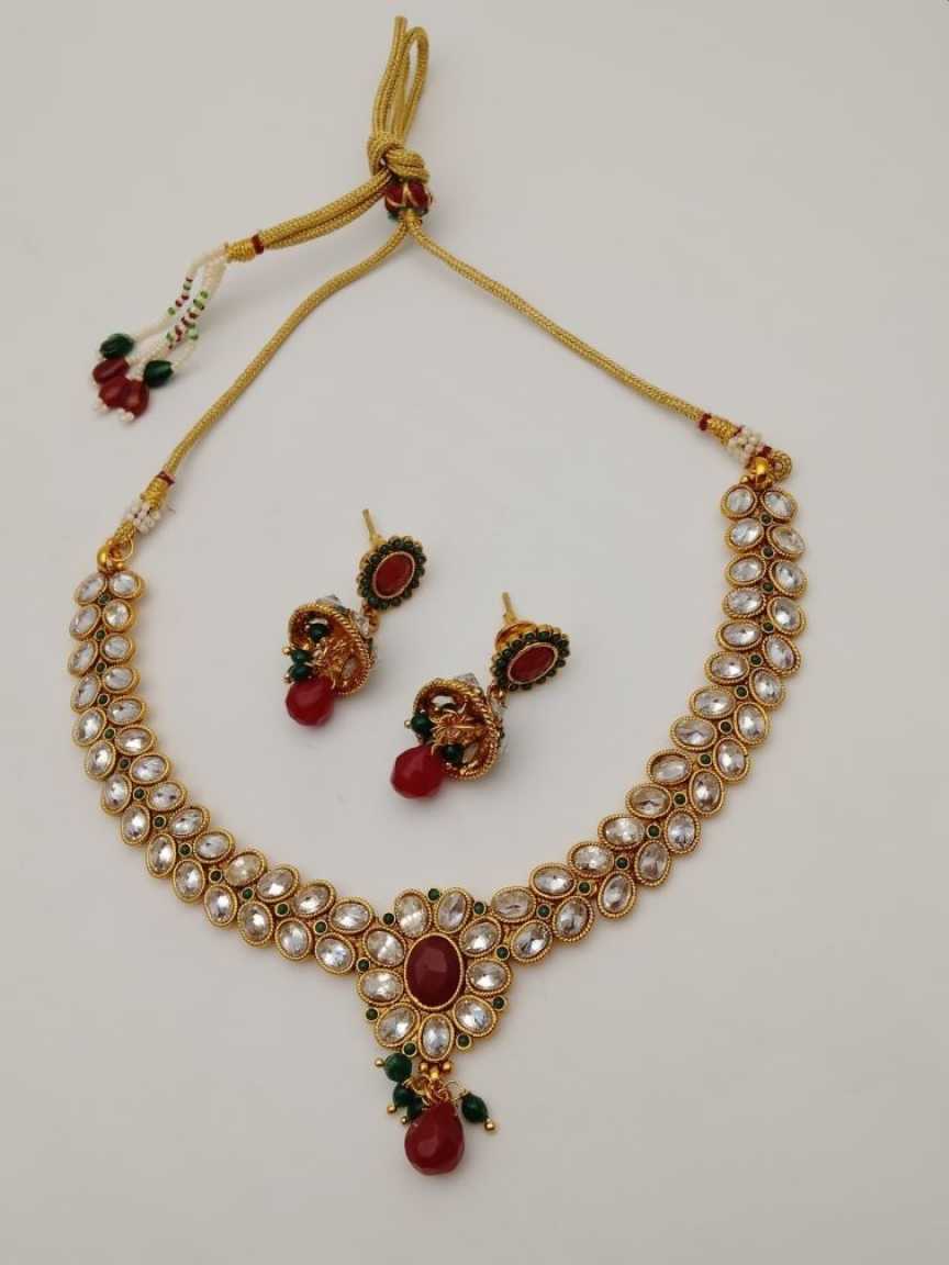 CLEARANCE NECKLACES IN POLKI (GOLD POLISH) STYLE | DESIGN - 51017