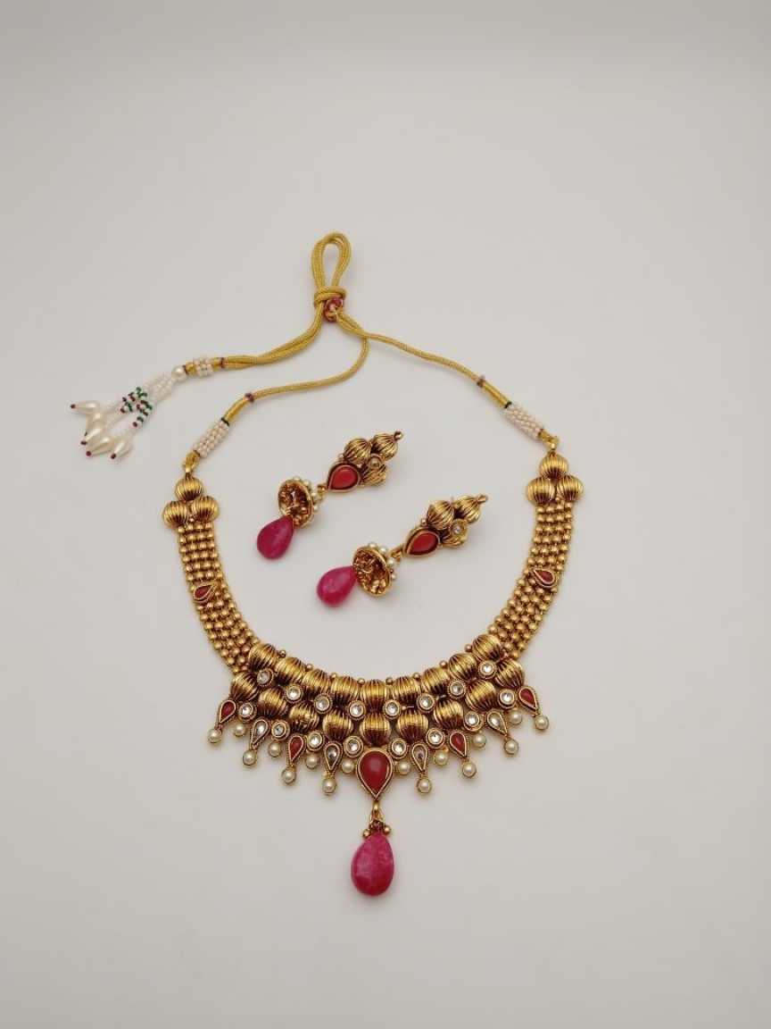 CLEARANCE NECKLACES IN POLKI (GOLD POLISH) STYLE | DESIGN - 51023