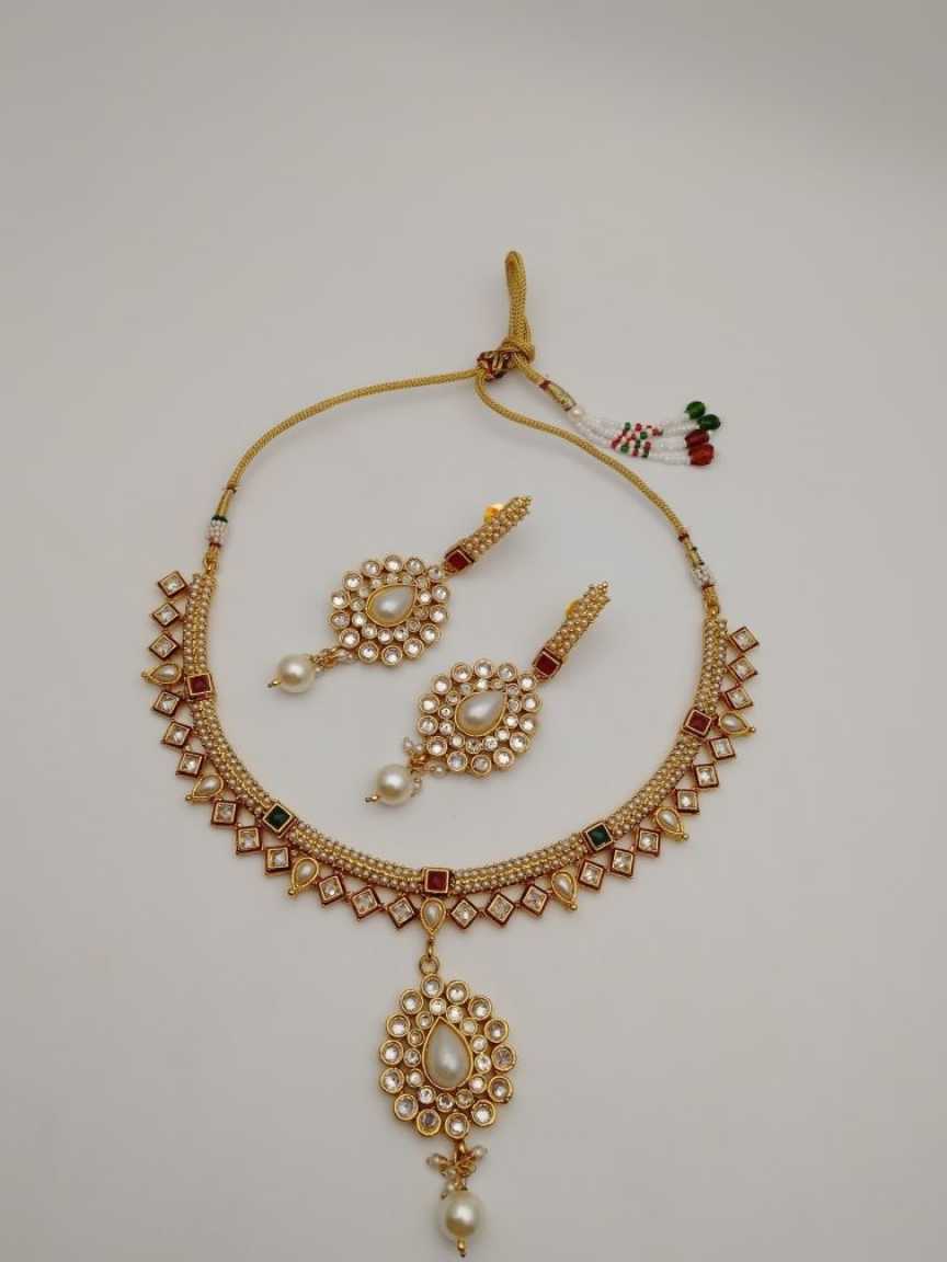 CLEARANCE NECKLACES IN POLKI (GOLD POLISH) STYLE | DESIGN - 51024