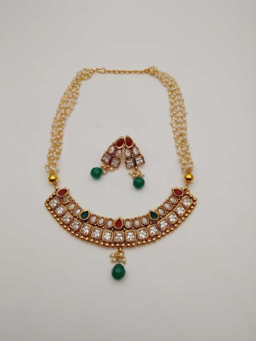 CLEARANCE NECKLACES IN POLKI (GOLD POLISH) STYLE | DESIGN - 51026