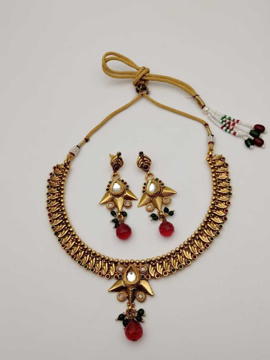 CLEARANCE NECKLACES IN POLKI (GOLD POLISH) STYLE | DESIGN - 51038