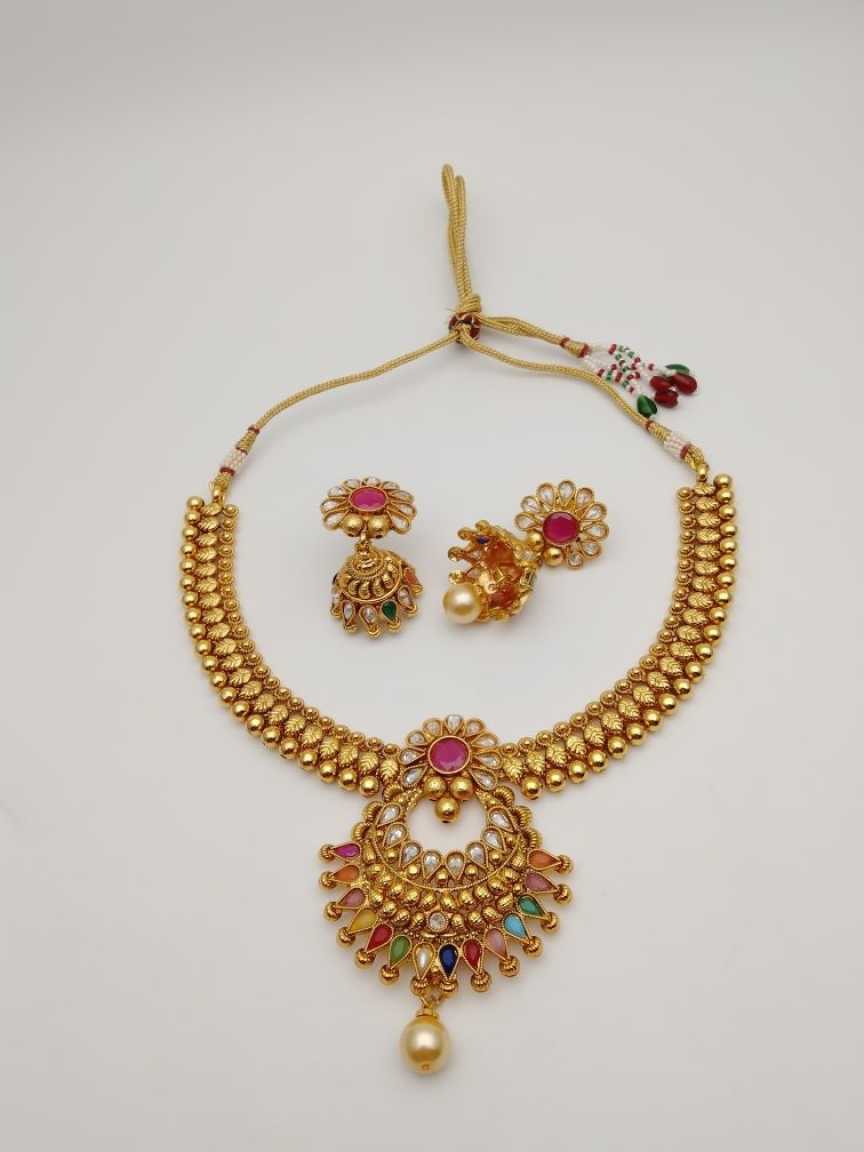 CLEARANCE NECKLACES IN POLKI (GOLD POLISH) STYLE | DESIGN - 51044