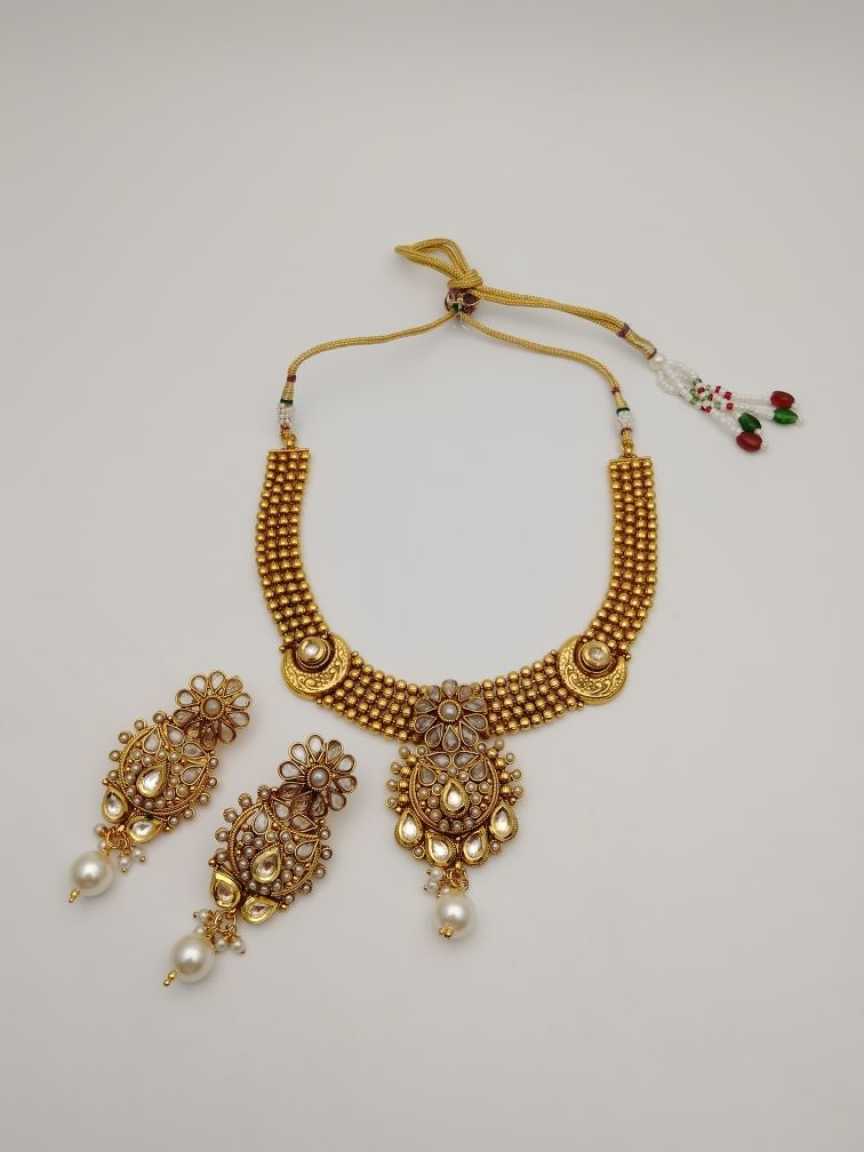 CLEARANCE NECKLACES IN POLKI (GOLD POLISH) STYLE | DESIGN - 51069
