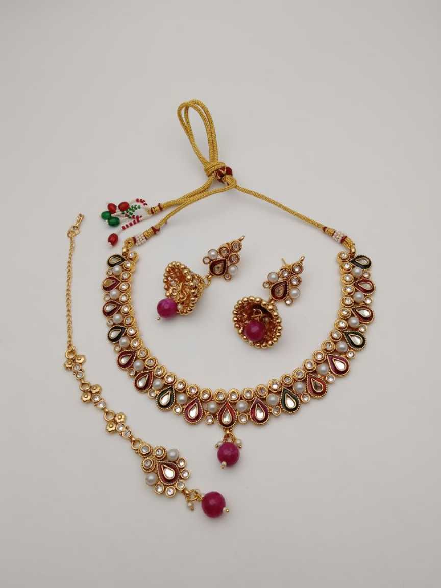 CLEARANCE NECKLACES IN POLKI (GOLD POLISH) STYLE | DESIGN - 51072