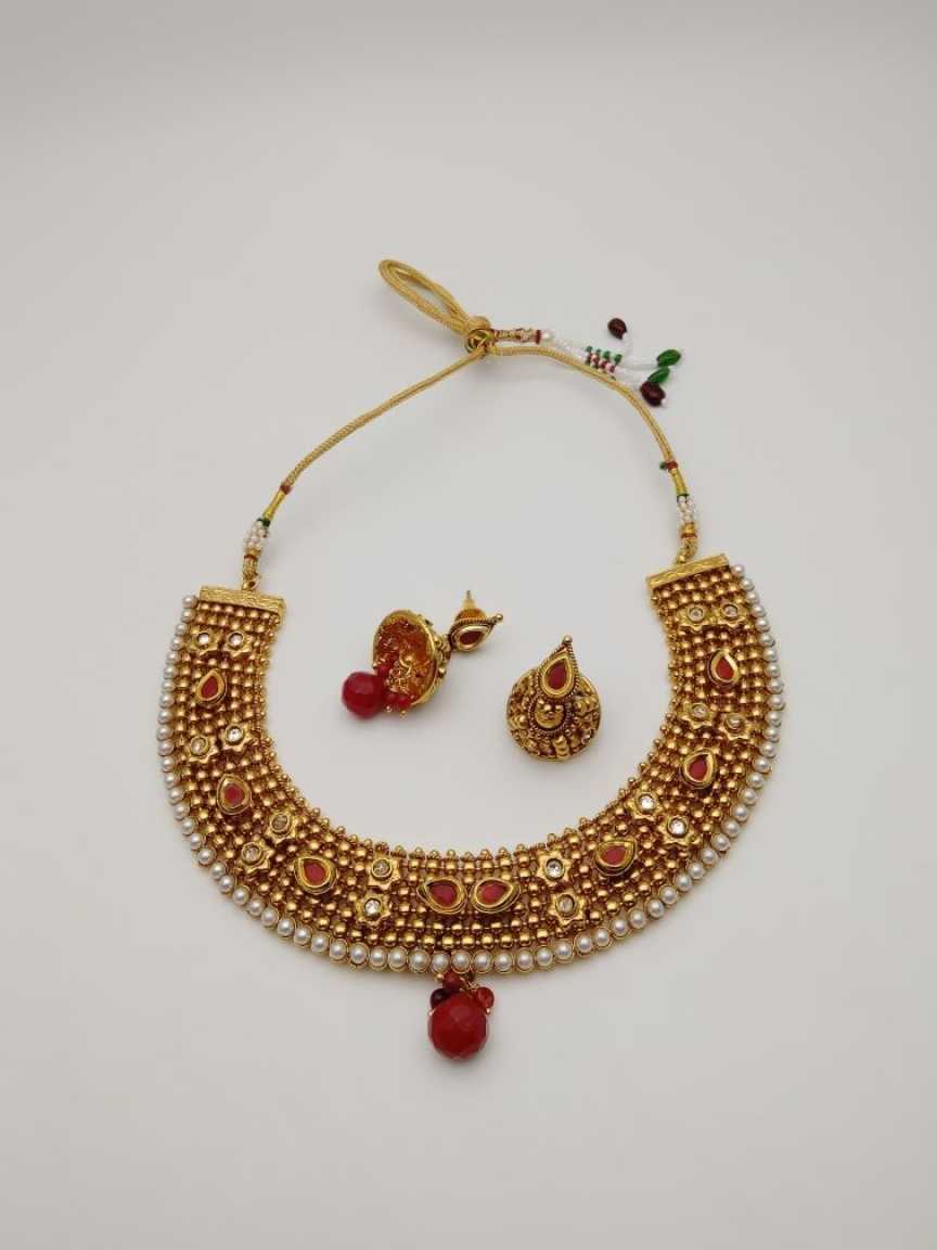 CLEARANCE NECKLACES IN POLKI (GOLD POLISH) STYLE | DESIGN - 51076