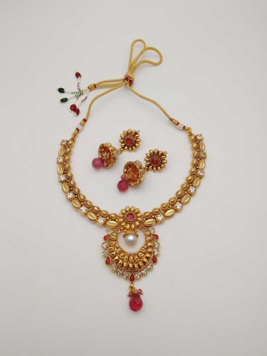 CLEARANCE NECKLACES IN POLKI (GOLD POLISH) STYLE | DESIGN - 51078