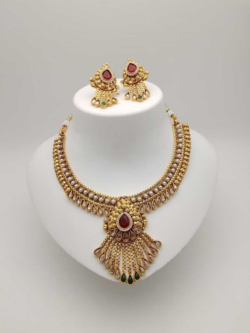 CLEARANCE NECKLACES IN POLKI (GOLD POLISH) STYLE | DESIGN - 51080