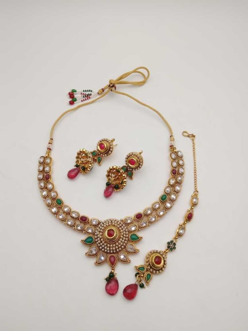 CLEARANCE NECKLACES IN POLKI (GOLD POLISH) STYLE | DESIGN - 51081