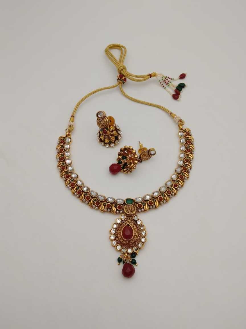 CLEARANCE NECKLACES IN POLKI (GOLD POLISH) STYLE | DESIGN - 51083
