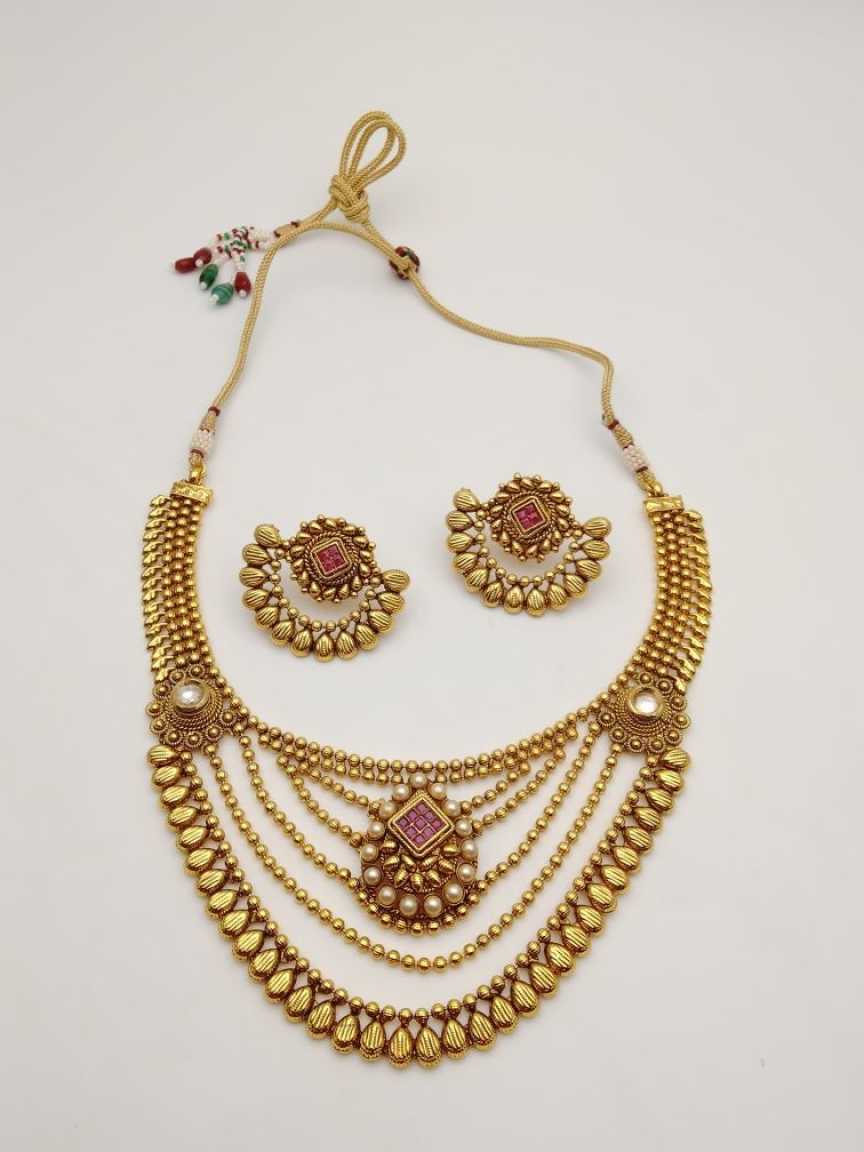 CLEARANCE NECKLACES IN POLKI (GOLD POLISH) STYLE | DESIGN - 51088