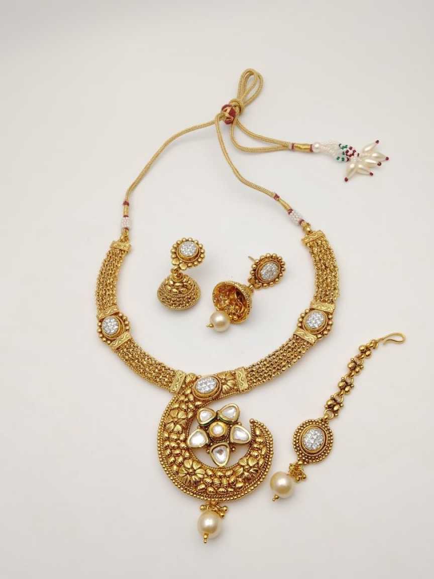 CLEARANCE NECKLACES IN POLKI (GOLD POLISH) STYLE | DESIGN - 51089
