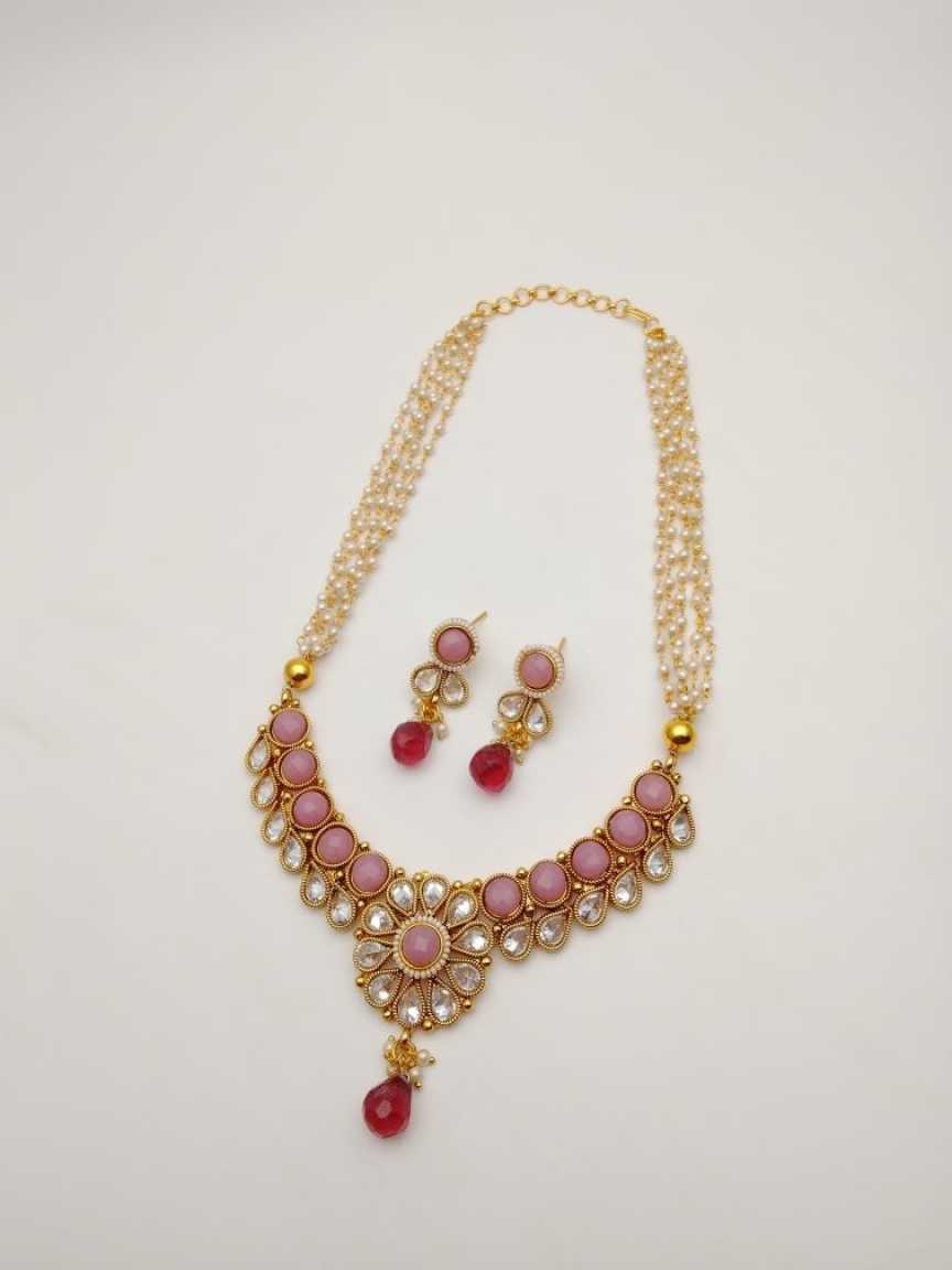 CLEARANCE NECKLACES IN POLKI (GOLD POLISH) STYLE | DESIGN - 51091