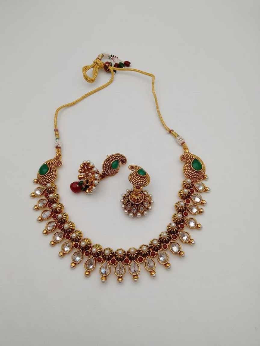 CLEARANCE NECKLACES IN POLKI (GOLD POLISH) STYLE | DESIGN - 51097