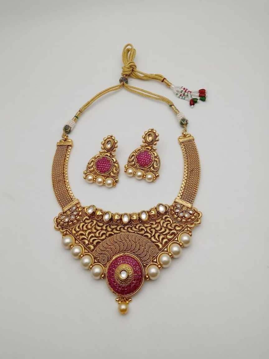 CLEARANCE NECKLACES IN POLKI (GOLD POLISH) STYLE | DESIGN - 51102