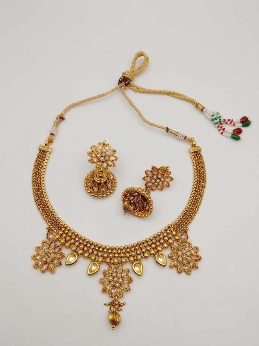 CLEARANCE NECKLACES IN POLKI (GOLD POLISH) STYLE | DESIGN - 51111