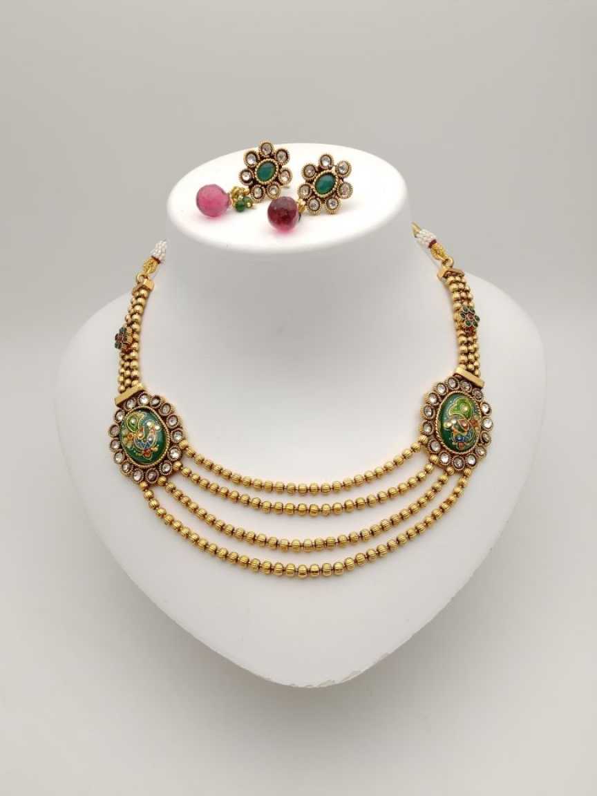 CLEARANCE NECKLACES IN POLKI (GOLD POLISH) STYLE | DESIGN - 51113