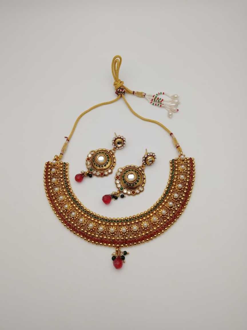 CLEARANCE NECKLACES IN POLKI (GOLD POLISH) STYLE | DESIGN - 51120