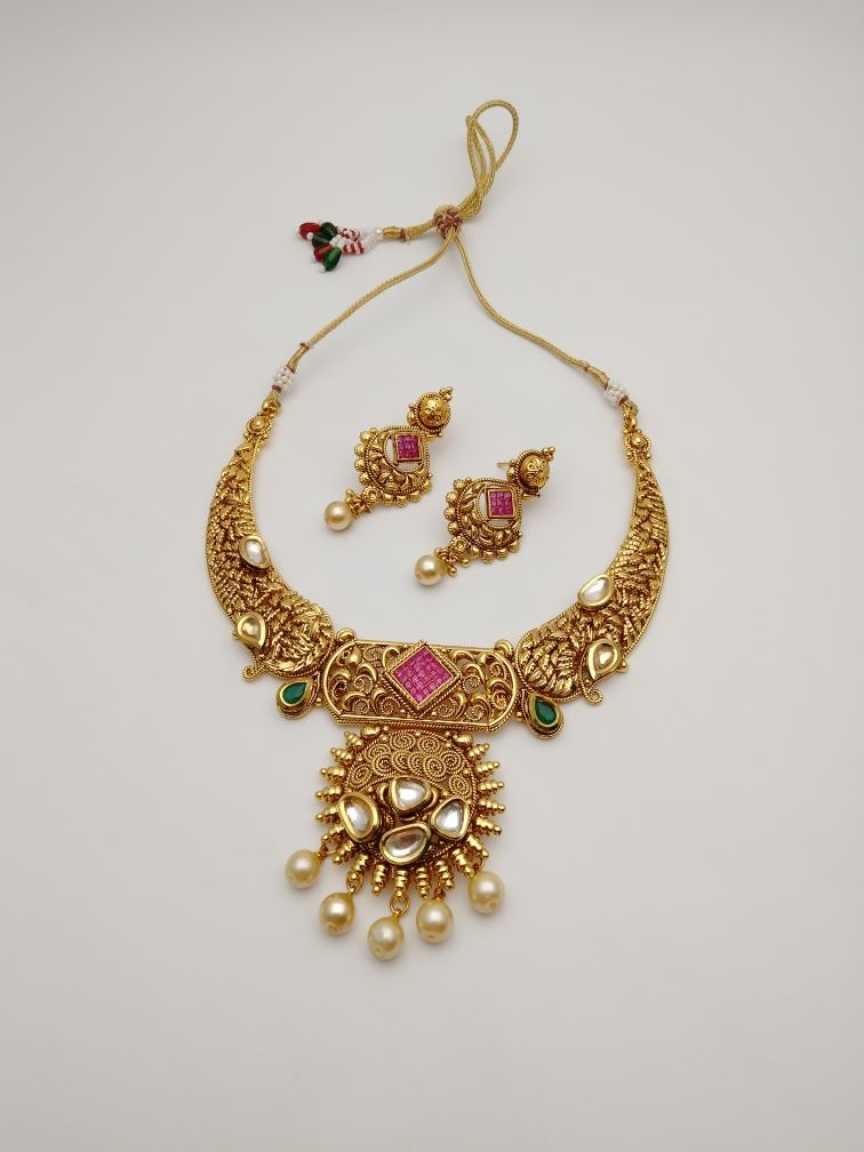 CLEARANCE NECKLACES IN POLKI (GOLD POLISH) STYLE | DESIGN - 51142