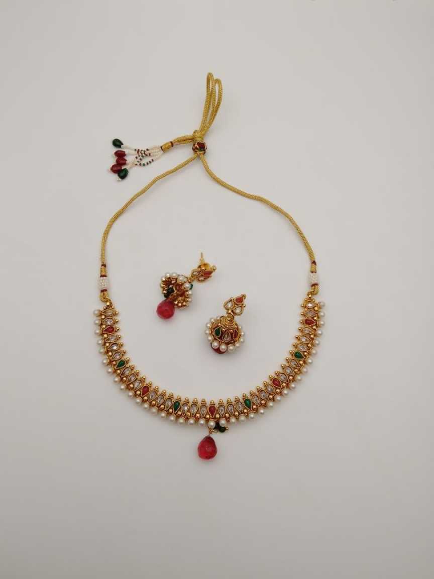 CLEARANCE NECKLACES IN POLKI (GOLD POLISH) STYLE | DESIGN - 51148