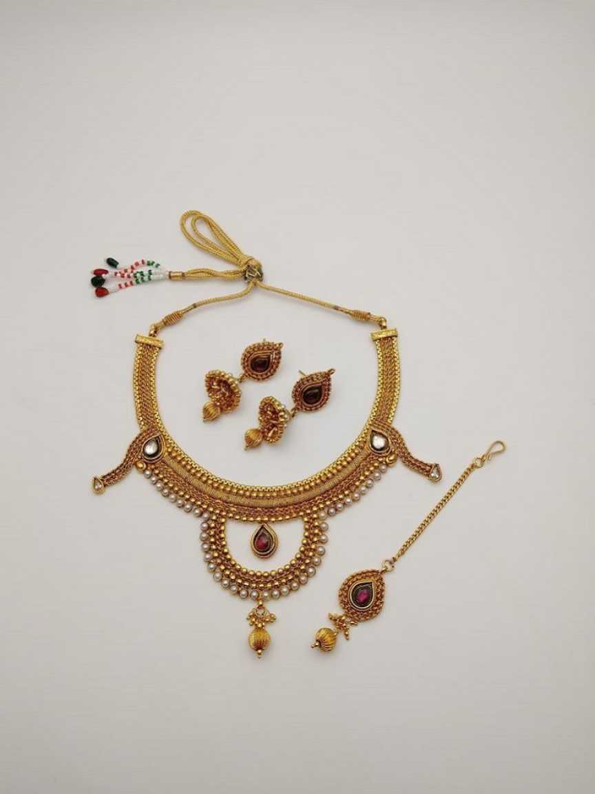 CLEARANCE NECKLACES IN POLKI (GOLD POLISH) STYLE | DESIGN - 51150