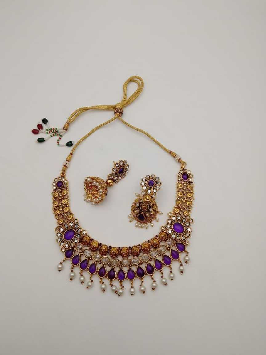CLEARANCE NECKLACES IN POLKI (GOLD POLISH) STYLE | DESIGN - 51152