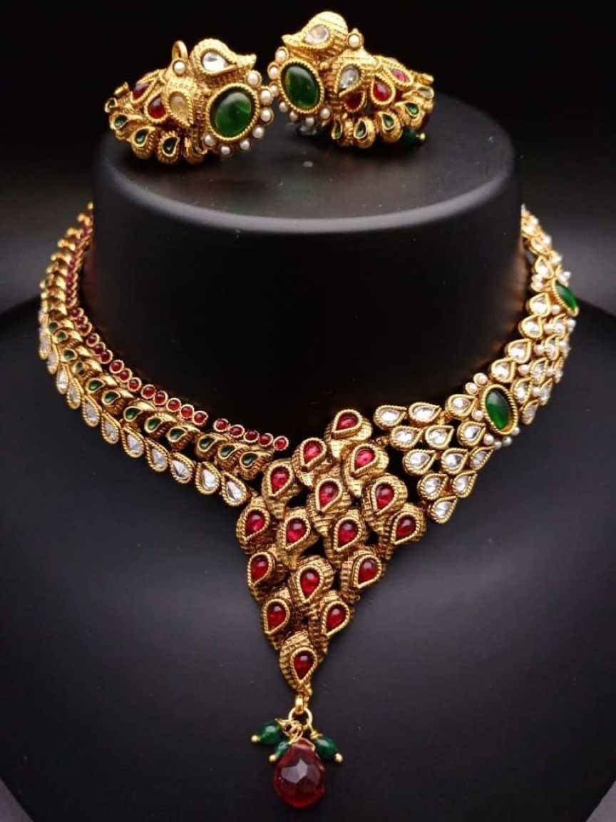 CLEARANCE NECKLACES IN POLKI (GOLD POLISH) STYLE | DESIGN - 51156