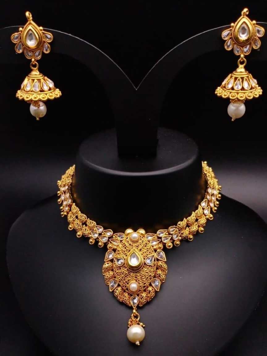 CLEARANCE NECKLACES IN POLKI (GOLD POLISH) STYLE | DESIGN - 51157