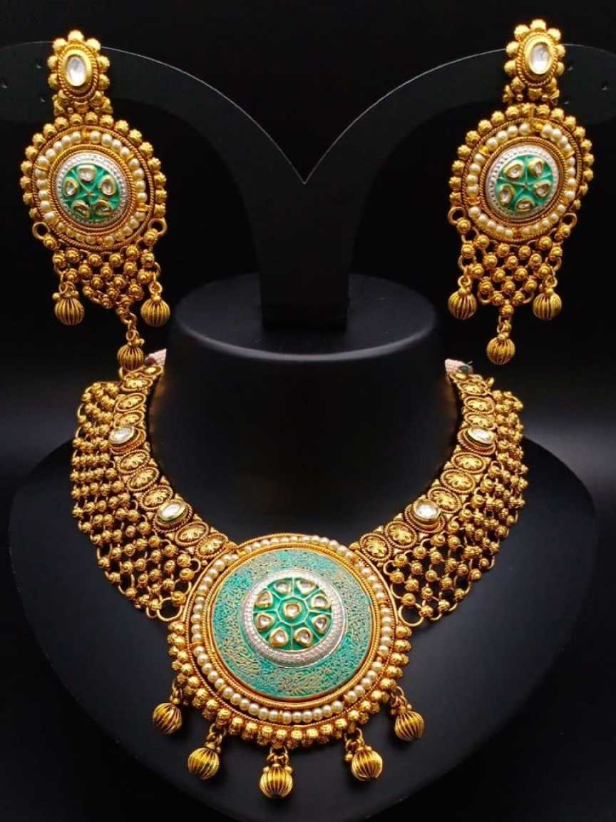 CLEARANCE NECKLACES IN POLKI (GOLD POLISH) STYLE | DESIGN - 51160