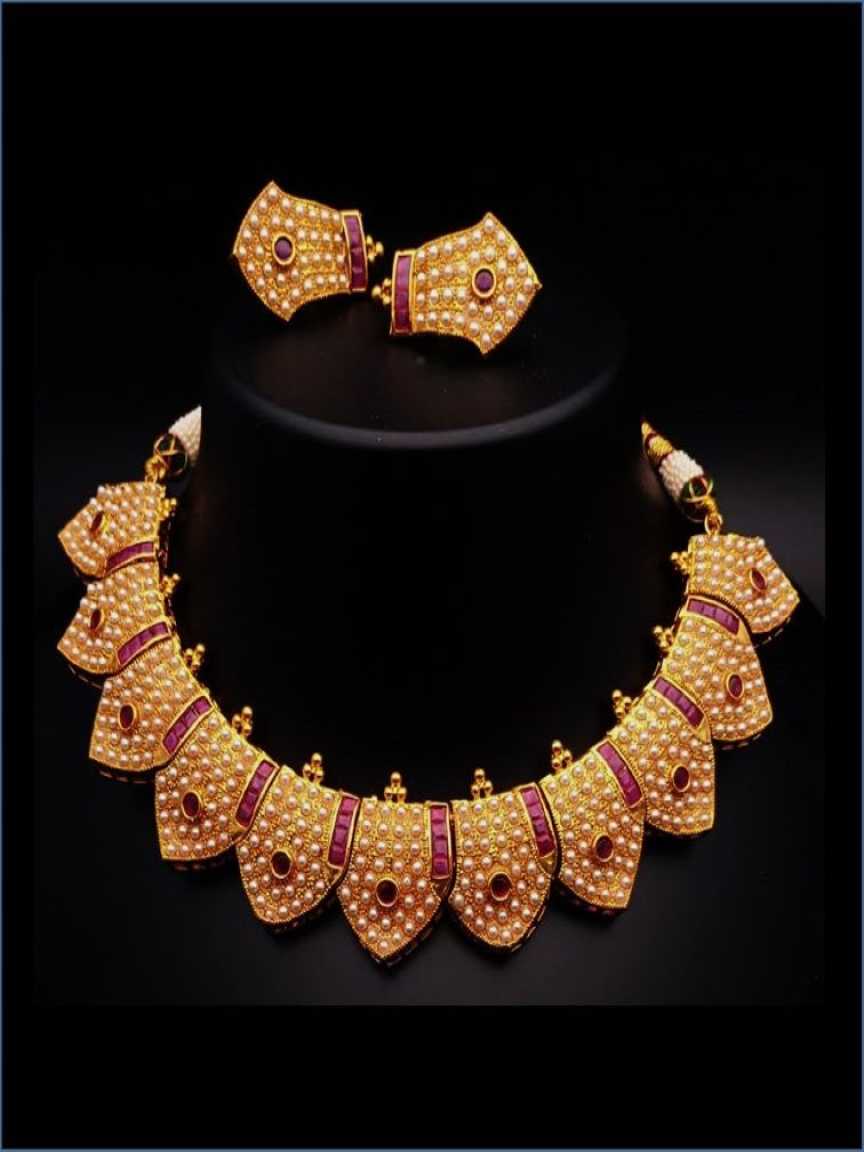 CLEARANCE NECKLACES IN POLKI (GOLD POLISH) STYLE | DESIGN - 51161