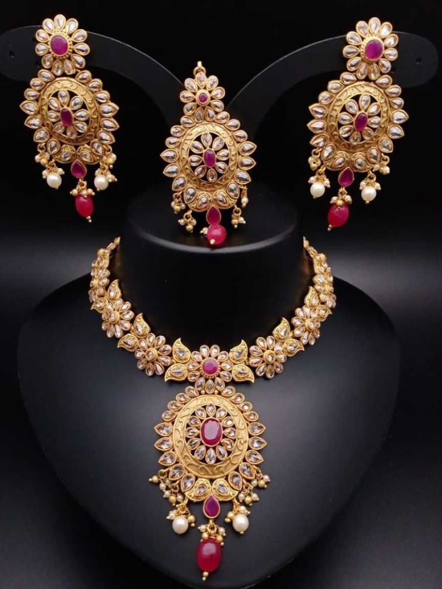 CLEARANCE NECKLACES IN POLKI (GOLD POLISH) STYLE | DESIGN - 51163
