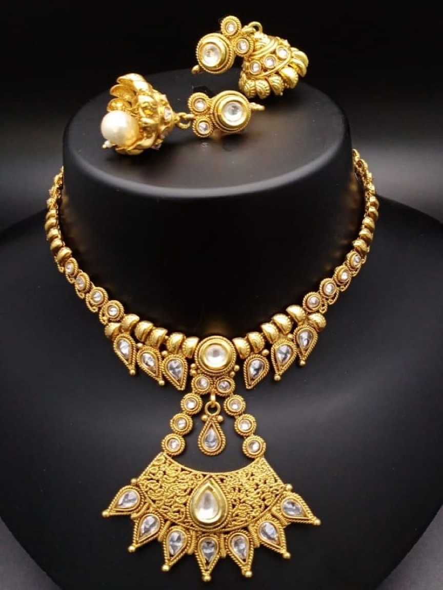 CLEARANCE NECKLACES IN POLKI (GOLD POLISH) STYLE | DESIGN - 51164