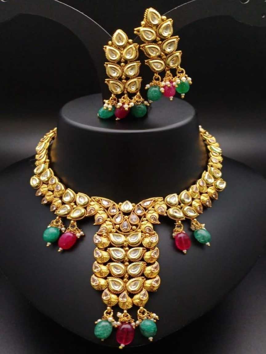 CLEARANCE NECKLACES IN POLKI (GOLD POLISH) STYLE | DESIGN - 51165