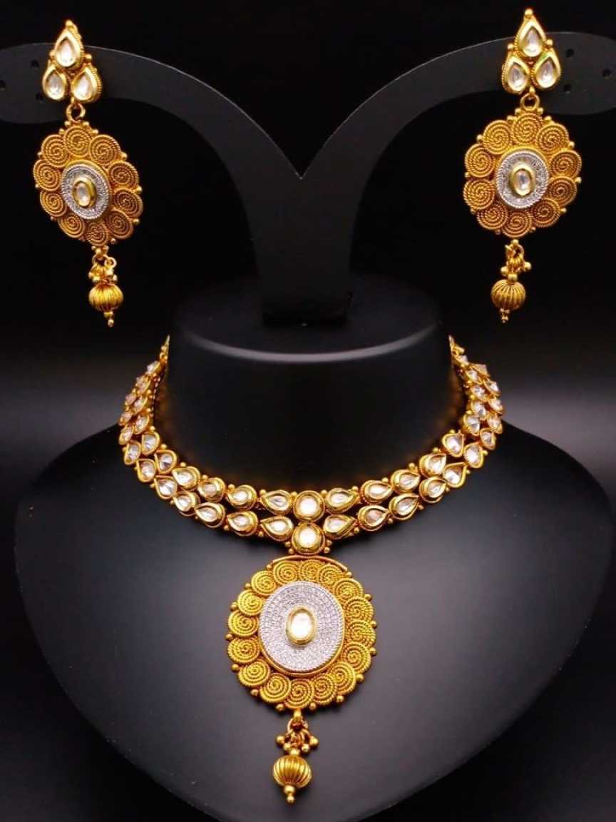 CLEARANCE NECKLACES IN POLKI (GOLD POLISH) STYLE | DESIGN - 51168