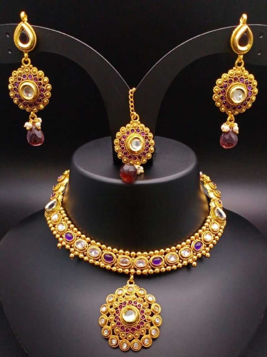 CLEARANCE NECKLACES IN POLKI (GOLD POLISH) STYLE | DESIGN - 51170