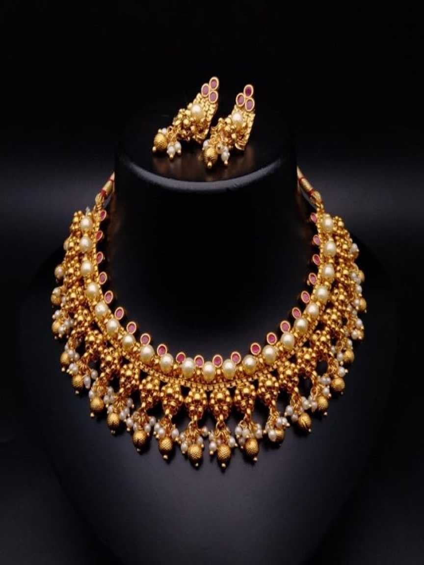 CLEARANCE NECKLACES IN POLKI (GOLD POLISH) STYLE | DESIGN - 51175
