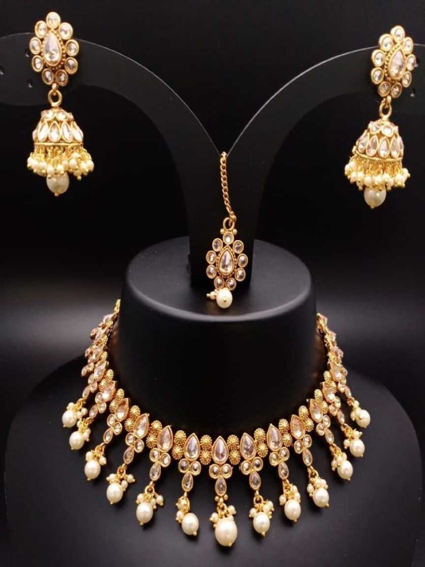 CLEARANCE NECKLACES IN POLKI (GOLD POLISH) STYLE | DESIGN - 51178
